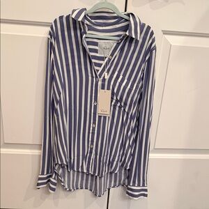 Rails Navy and White Striped Shirt